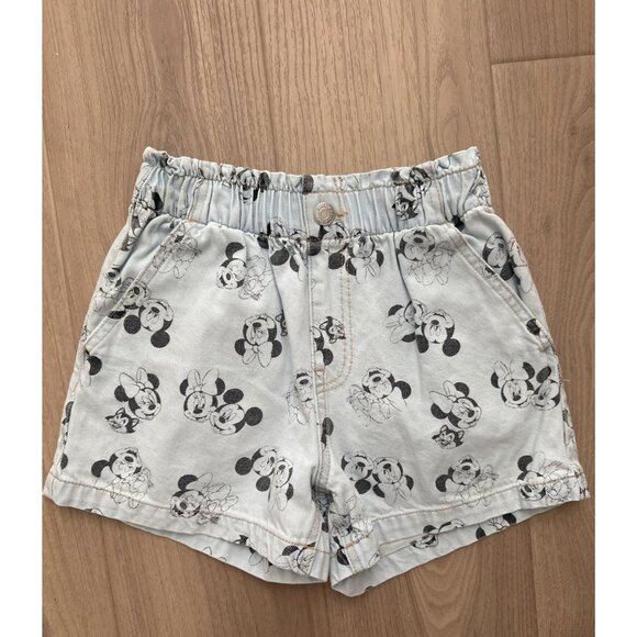 H&M x Disney Minnie & Mickey Mouse Printed Shorts Gray Size 9-10Y Cotton Blen - Picture 1 of 3